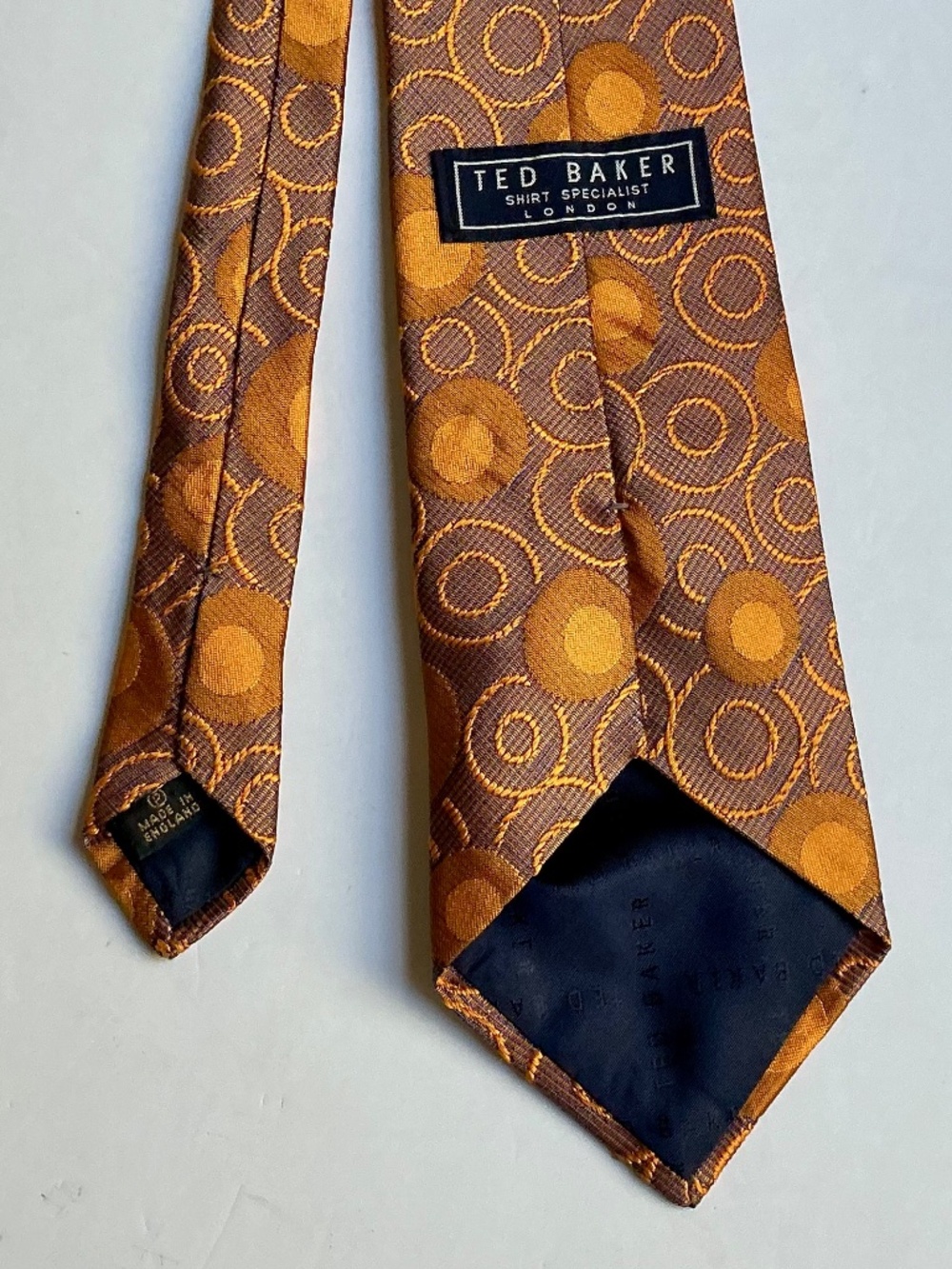 Ted Baker Shirt Specialist  burnt orange Silk Tie Made in England  🏴󠁧󠁢󠁥󠁮󠁧 - Picture 3 of 6